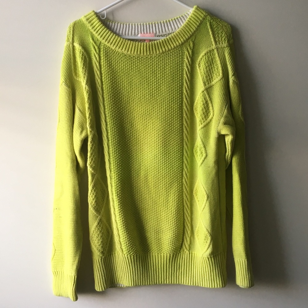 Neon Green Textured Knit Sweater